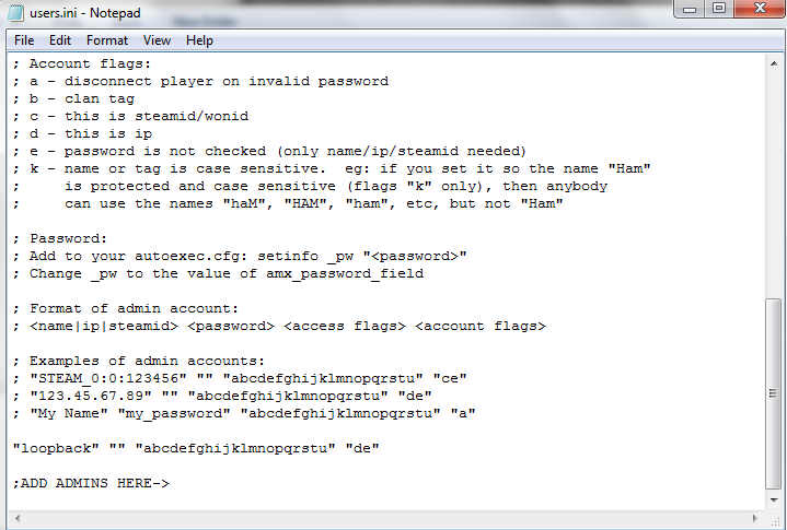 Прописываем Админку на сервере CS 1.6